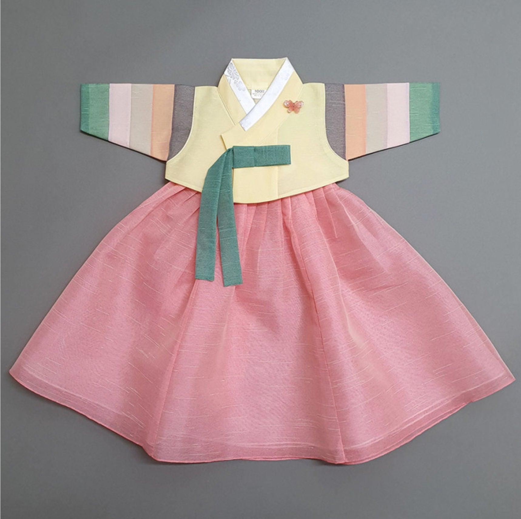 Kahyun Peach Yellow Jeogori Girl Hanbok (100D-15YR) - Native Korean