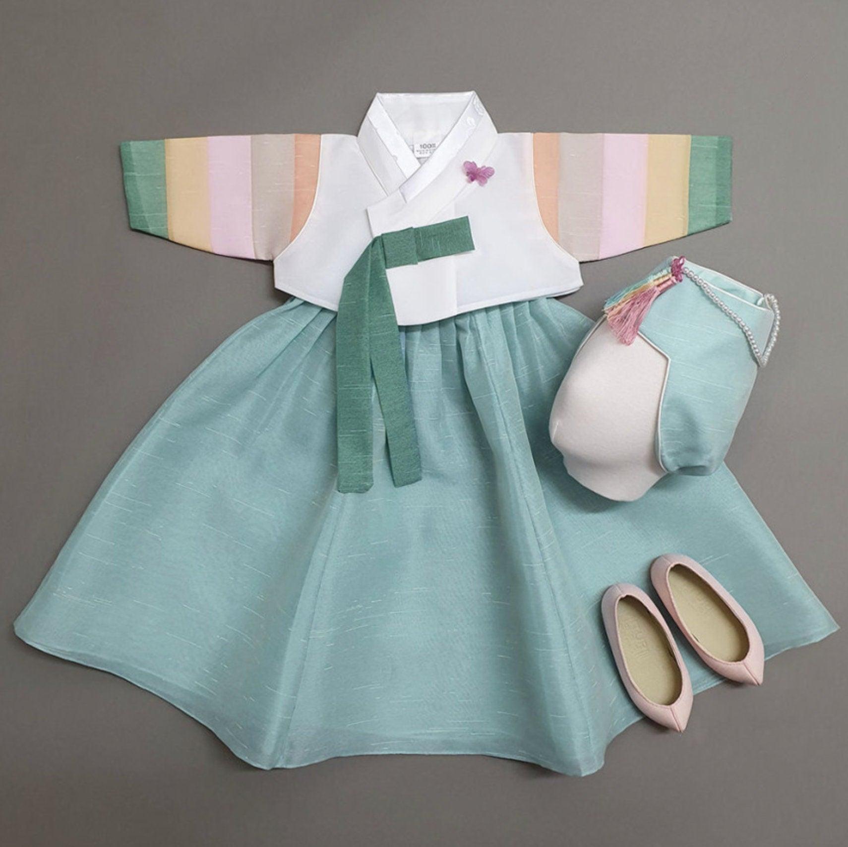 Kahyun Sky White Jeogori Girl Hanbok (100D-15YR) - Native Korean