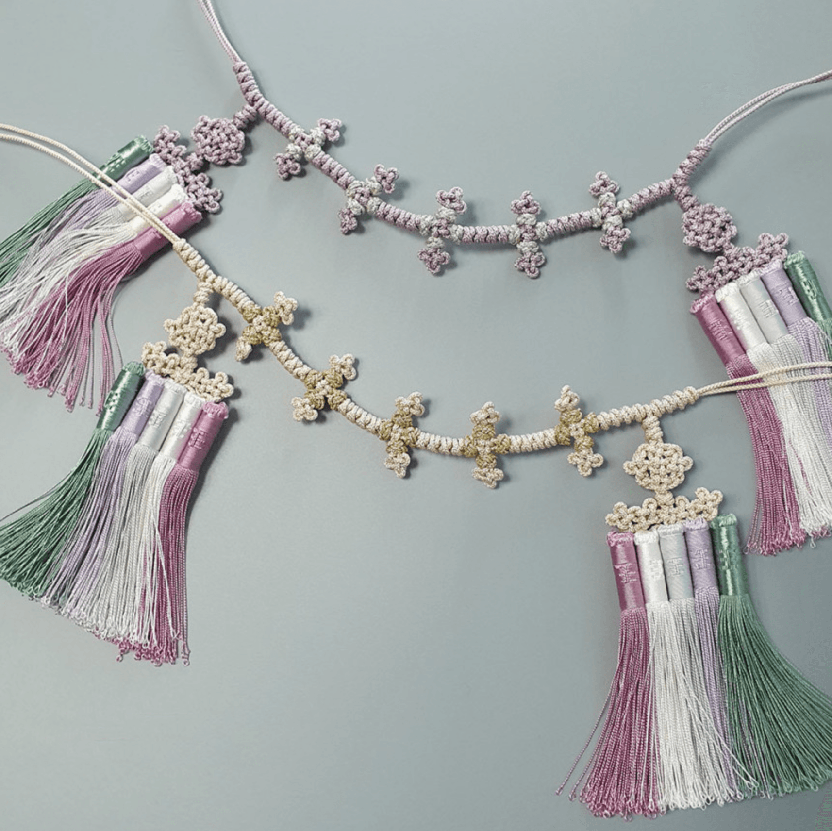 Knotted Pastel Tassel Belt - Native Korean