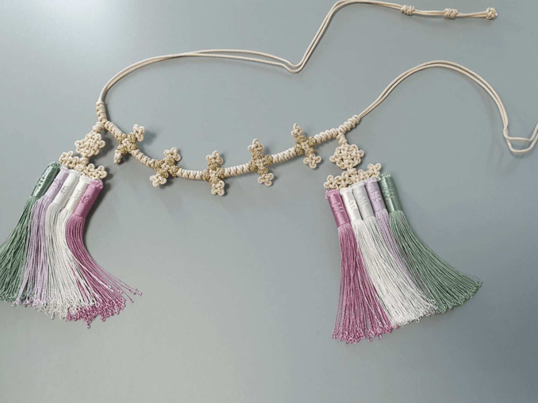 Knotted Pastel Tassel Belt - Native Korean