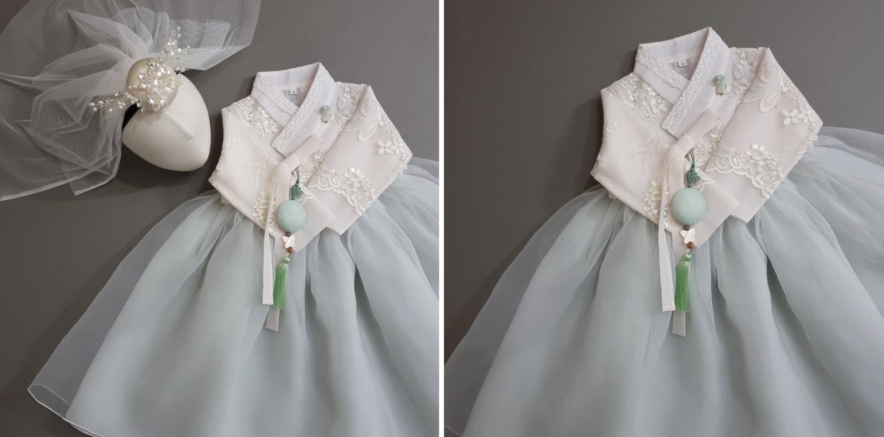 Lunar Mint Dress Girl Hanbok (1-8YR) - Native Korean