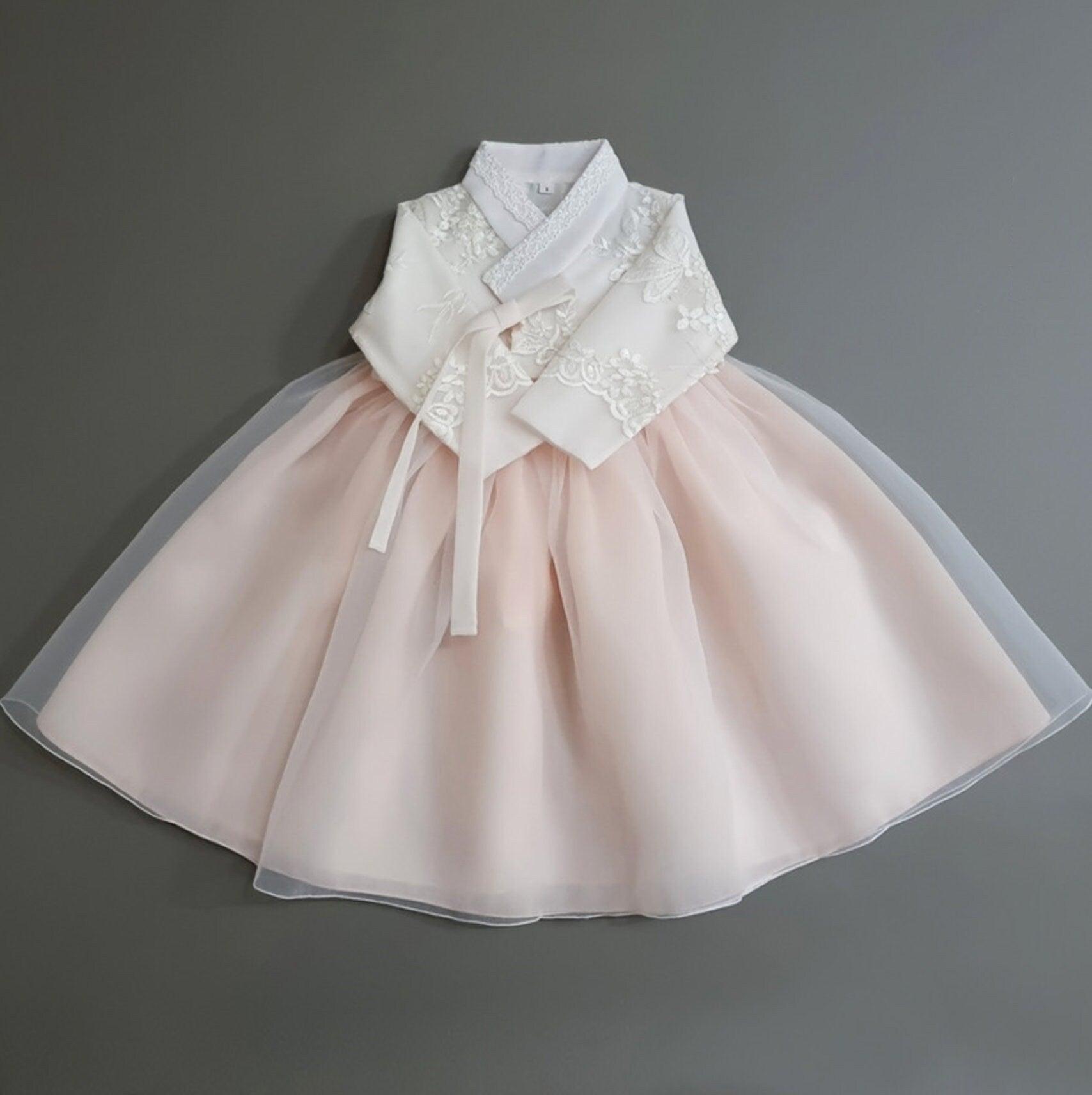 Lunar Peach Dress Girl Hanbok (1-8YR) - Native Korean