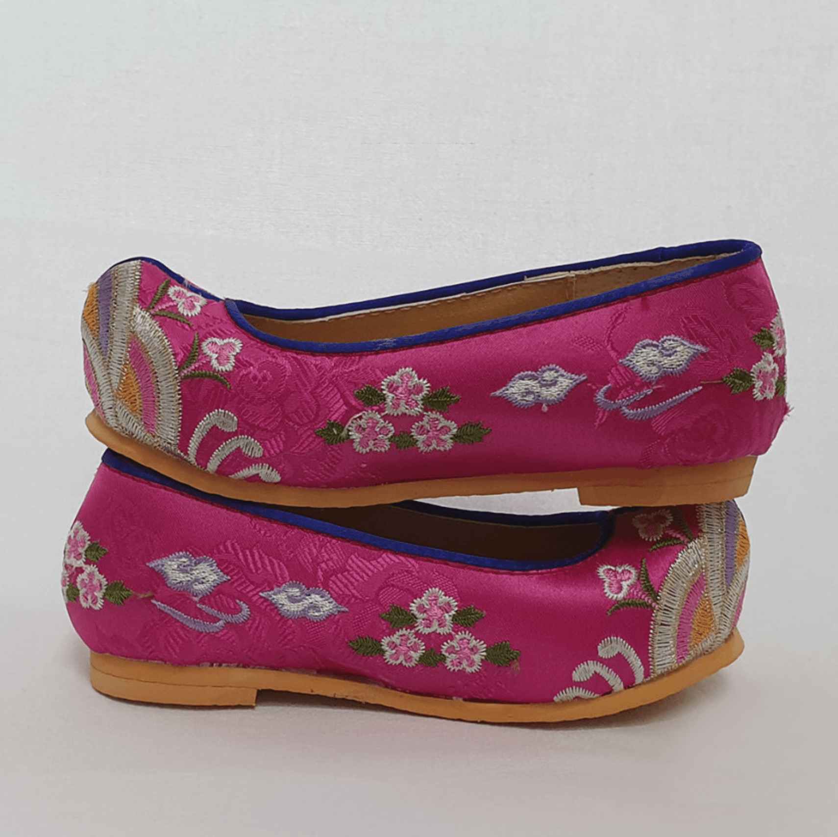 Magenta Floral Girl Hanbok Shoes (130~220mm) - Native Korean