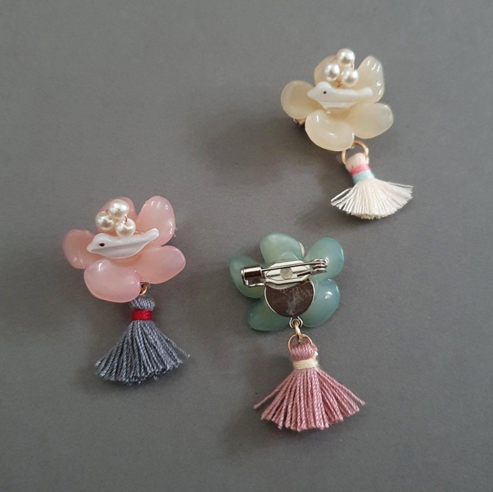 Mini Bird Tassel Brooch - Native Korean