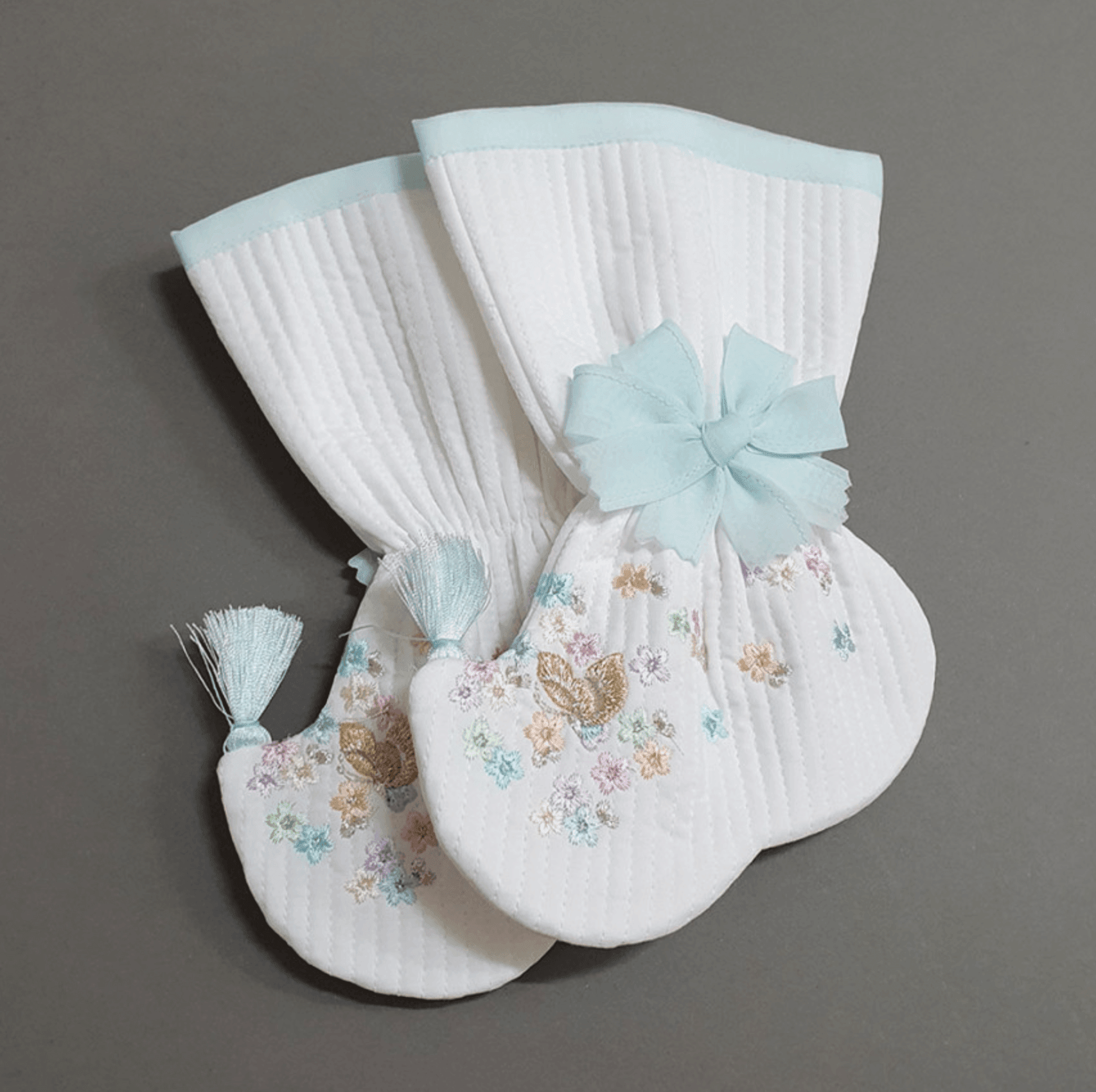 Mint Floral Quilted Hanbok Socks - Native Korean