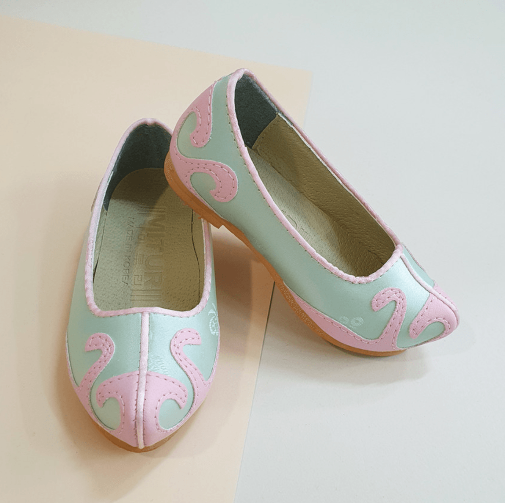 Mint/Pink Boy Hanbok Shoes (130~140mm) - Native Korean