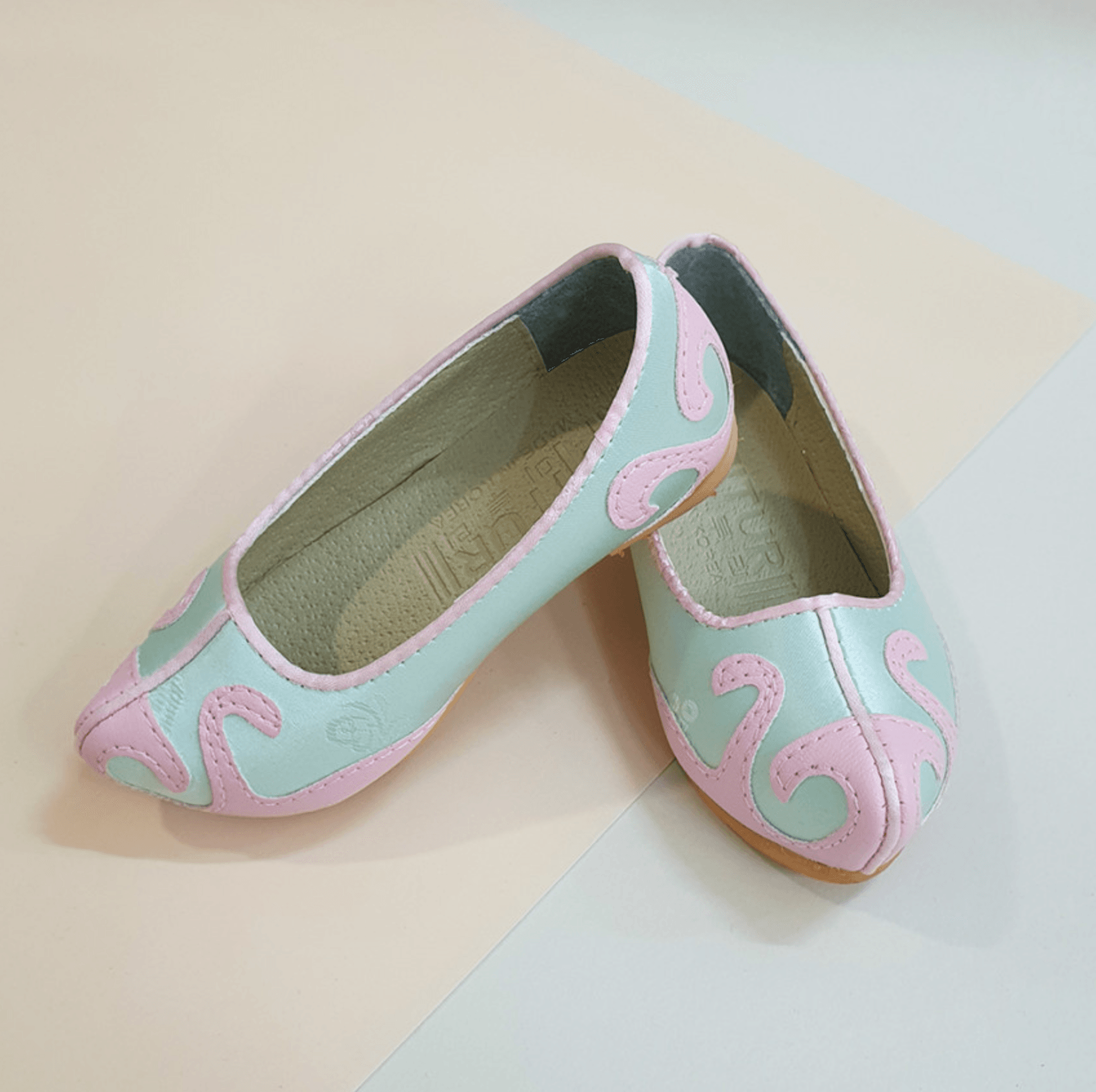 Mint/Pink Boy Hanbok Shoes (130~140mm) - Native Korean