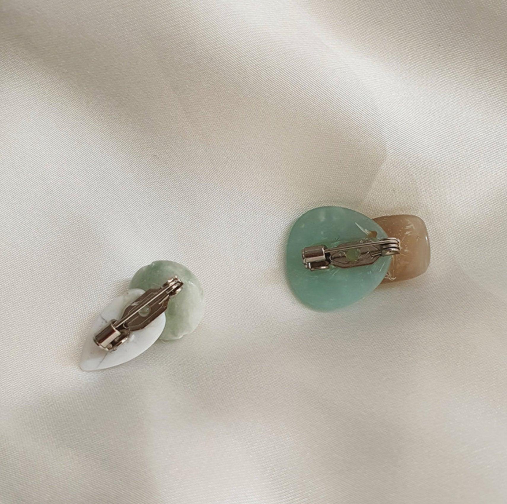 Neutral Stone Brooch - Native Korean