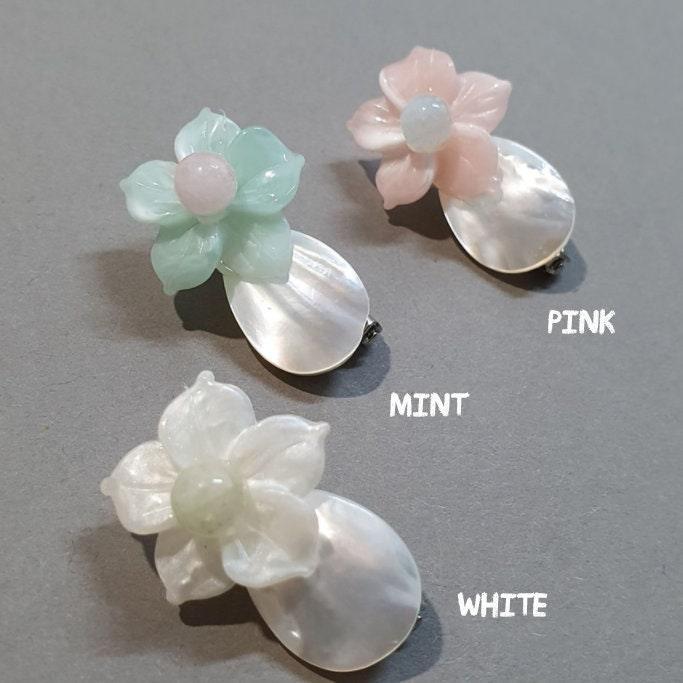 Pastel Flower Button Brooch - Native Korean
