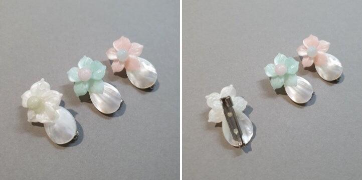 Pastel Flower Button Brooch - Native Korean