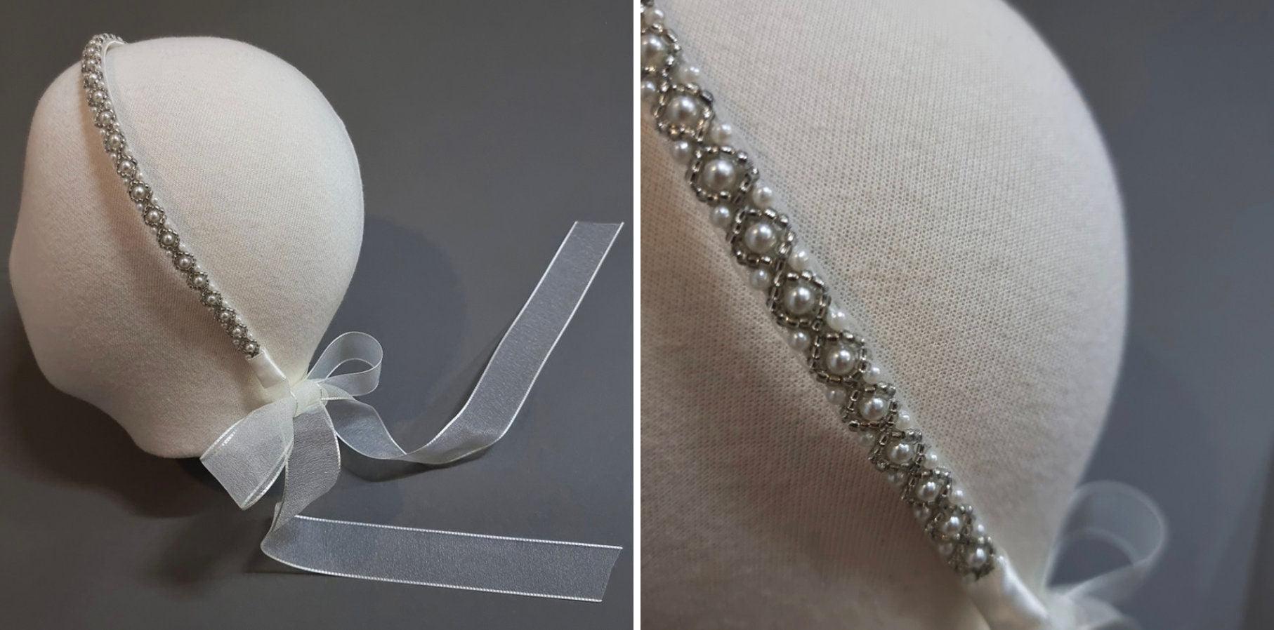Pearl Headband w/ribbon - Native Korean