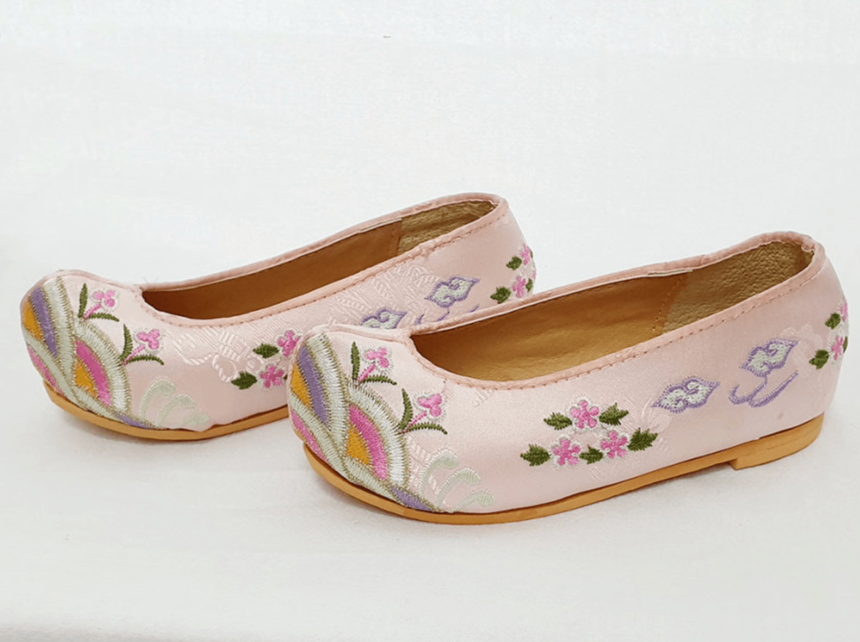 Pink Floral Girl Hanbok Shoes (130~220mm) - Native Korean