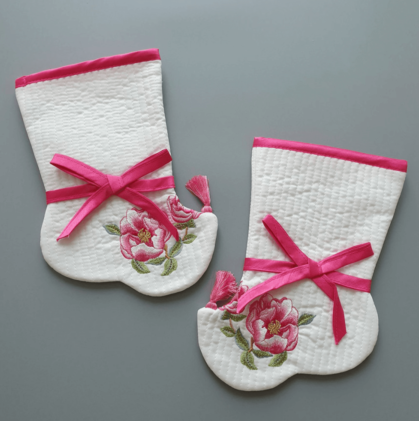 Pink Floral Quilted Hanbok Socks - Native Korean