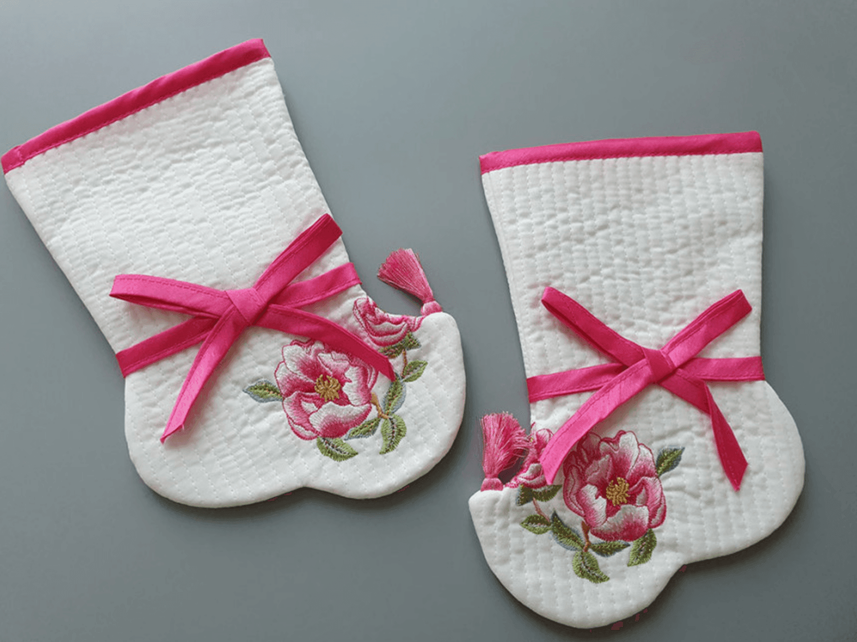 Pink Floral Quilted Hanbok Socks - Native Korean