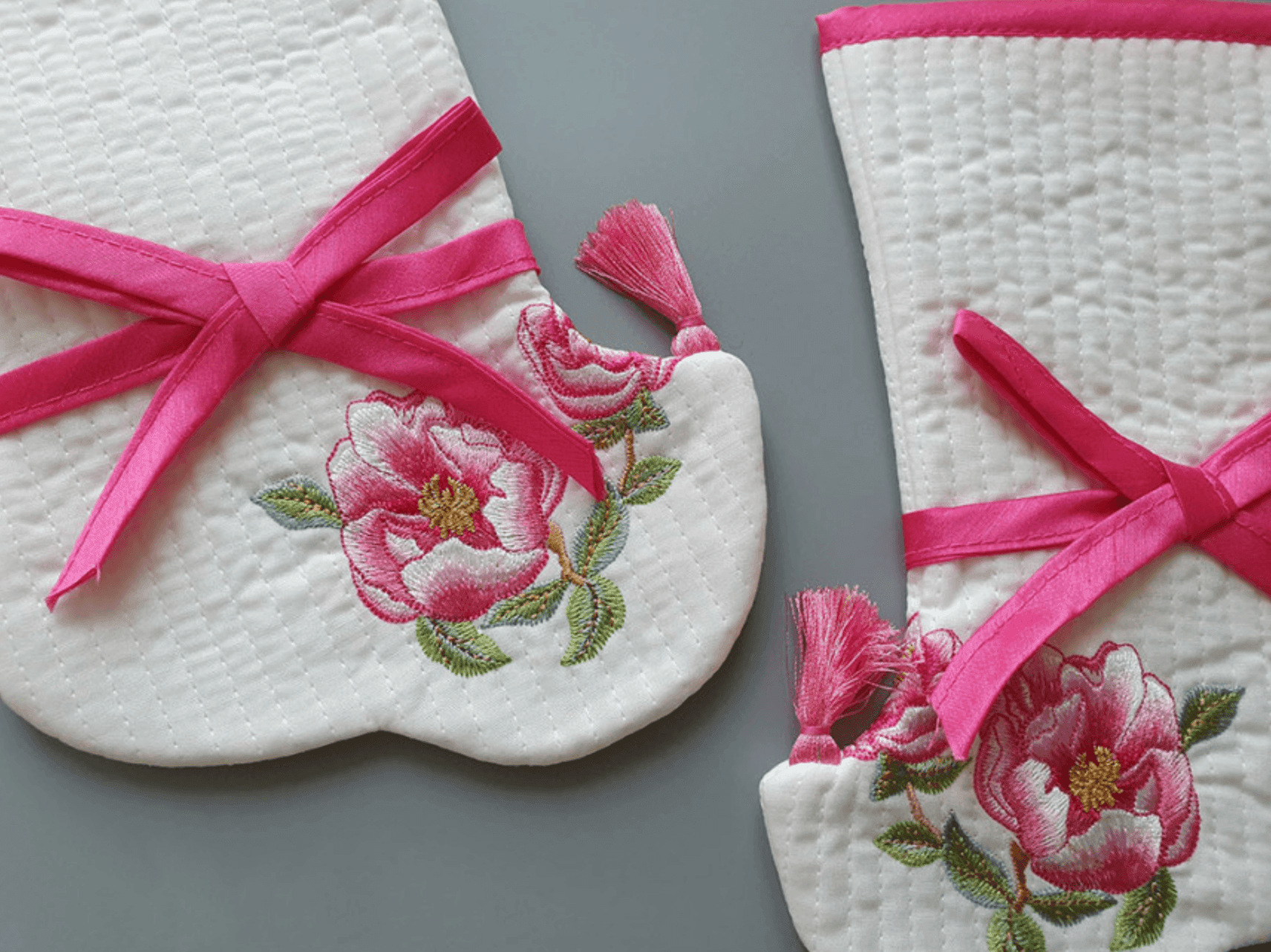 Pink Floral Quilted Hanbok Socks - Native Korean