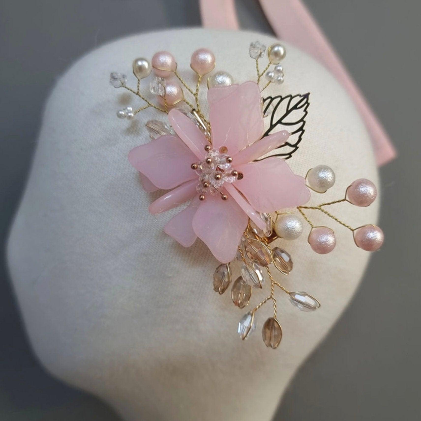 Pink Pearl Flower Hairpin - Native Korean