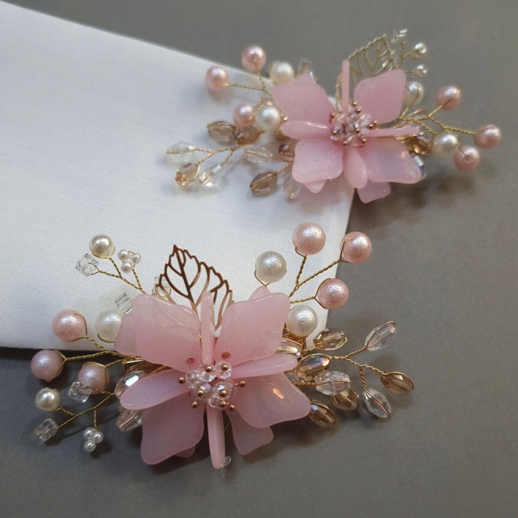 Pink Pearl Flower Hairpin - Native Korean