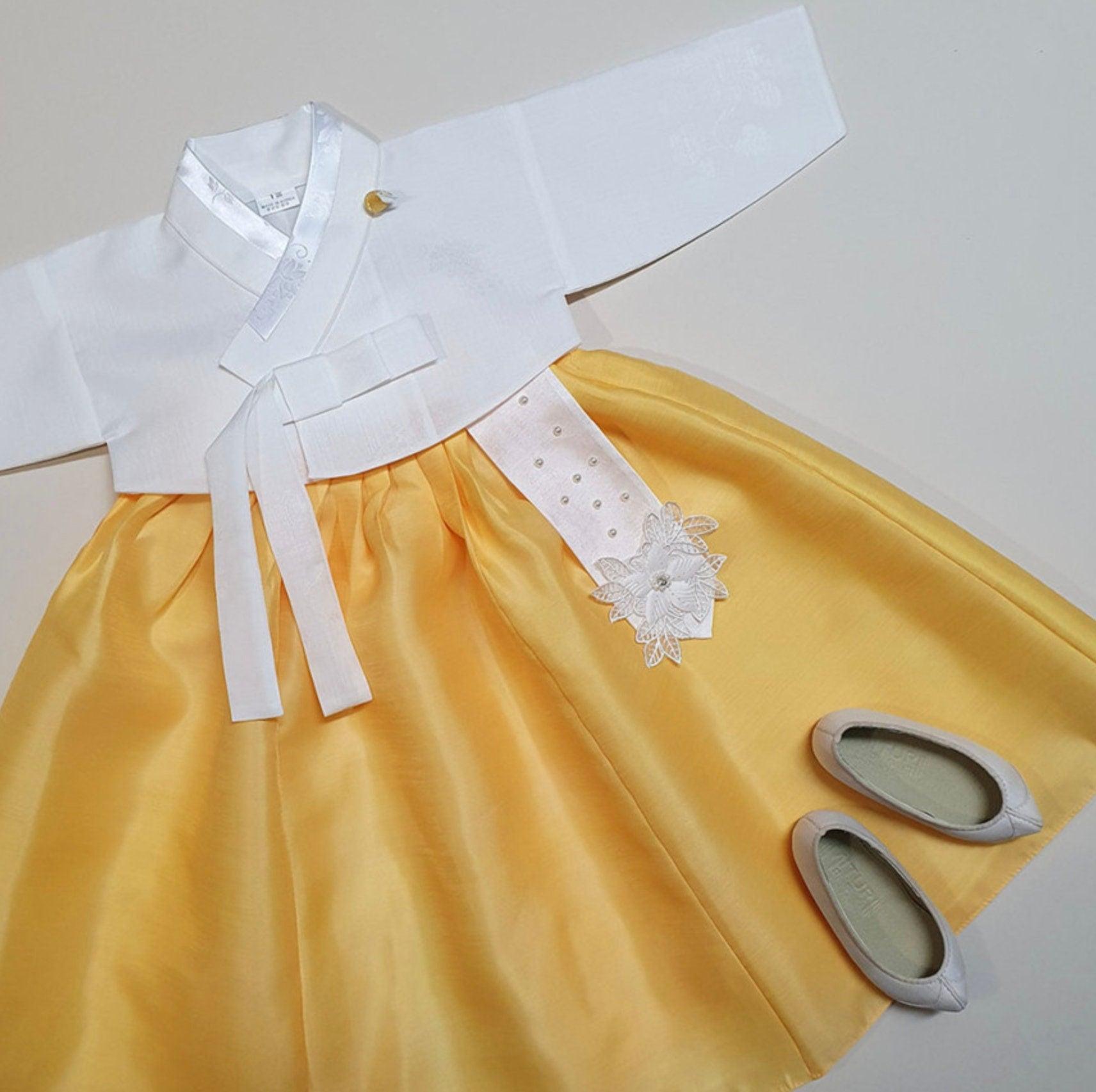 Pure Yellow Girl Hanbok (100D-8YR) - Native Korean