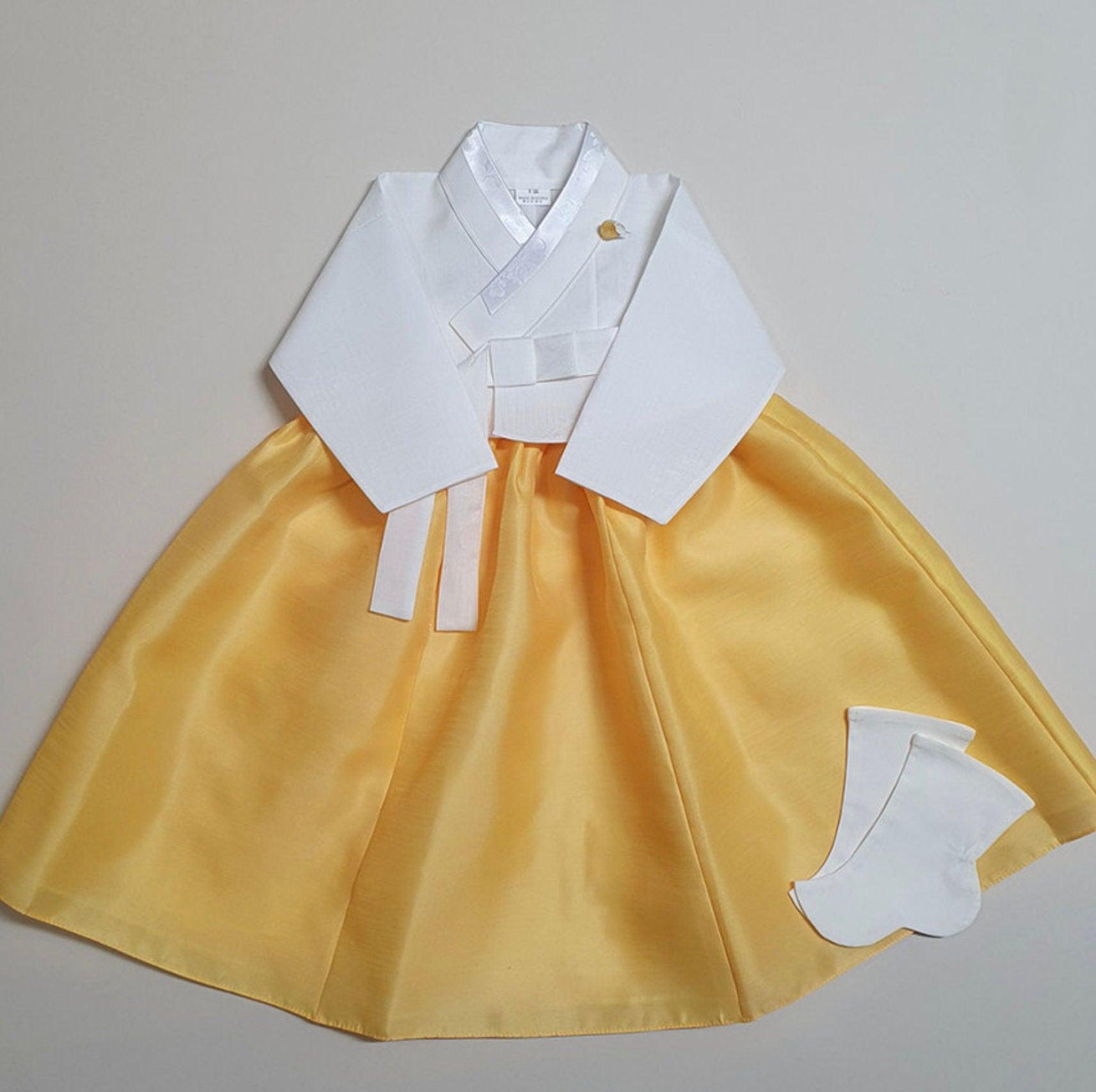 Pure Yellow Girl Hanbok (100D-8YR) - Native Korean