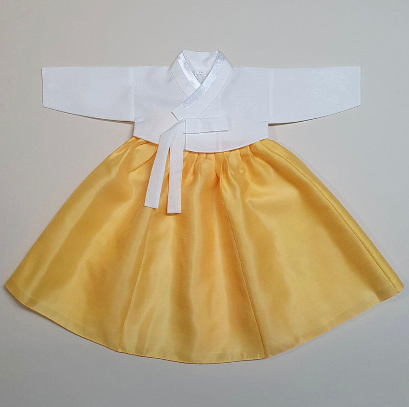 Pure Yellow Girl Hanbok (100D-8YR) - Native Korean