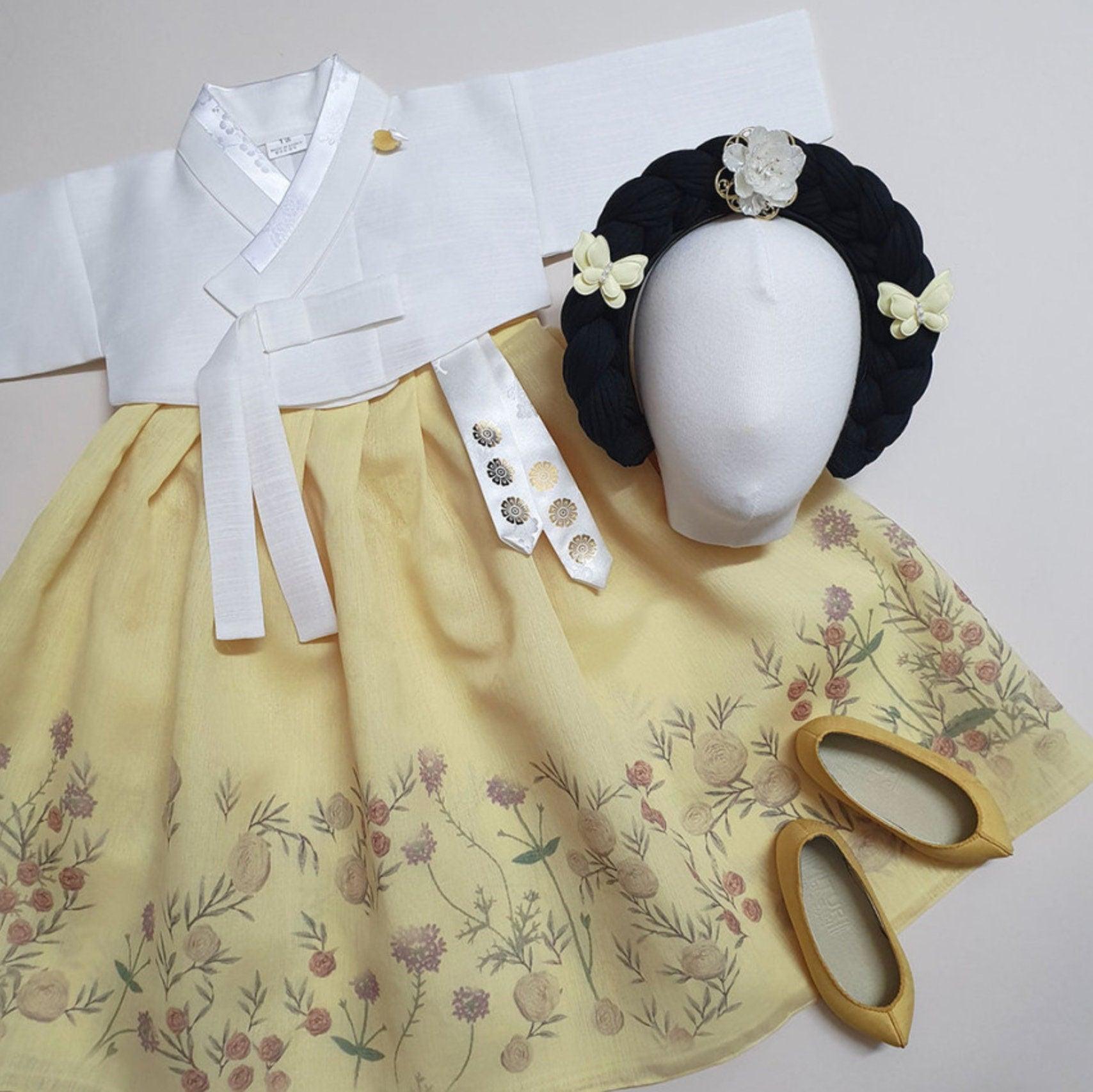 Rahee Yellow Skirt Girl Hanbok (100D-1YR) - Native Korean