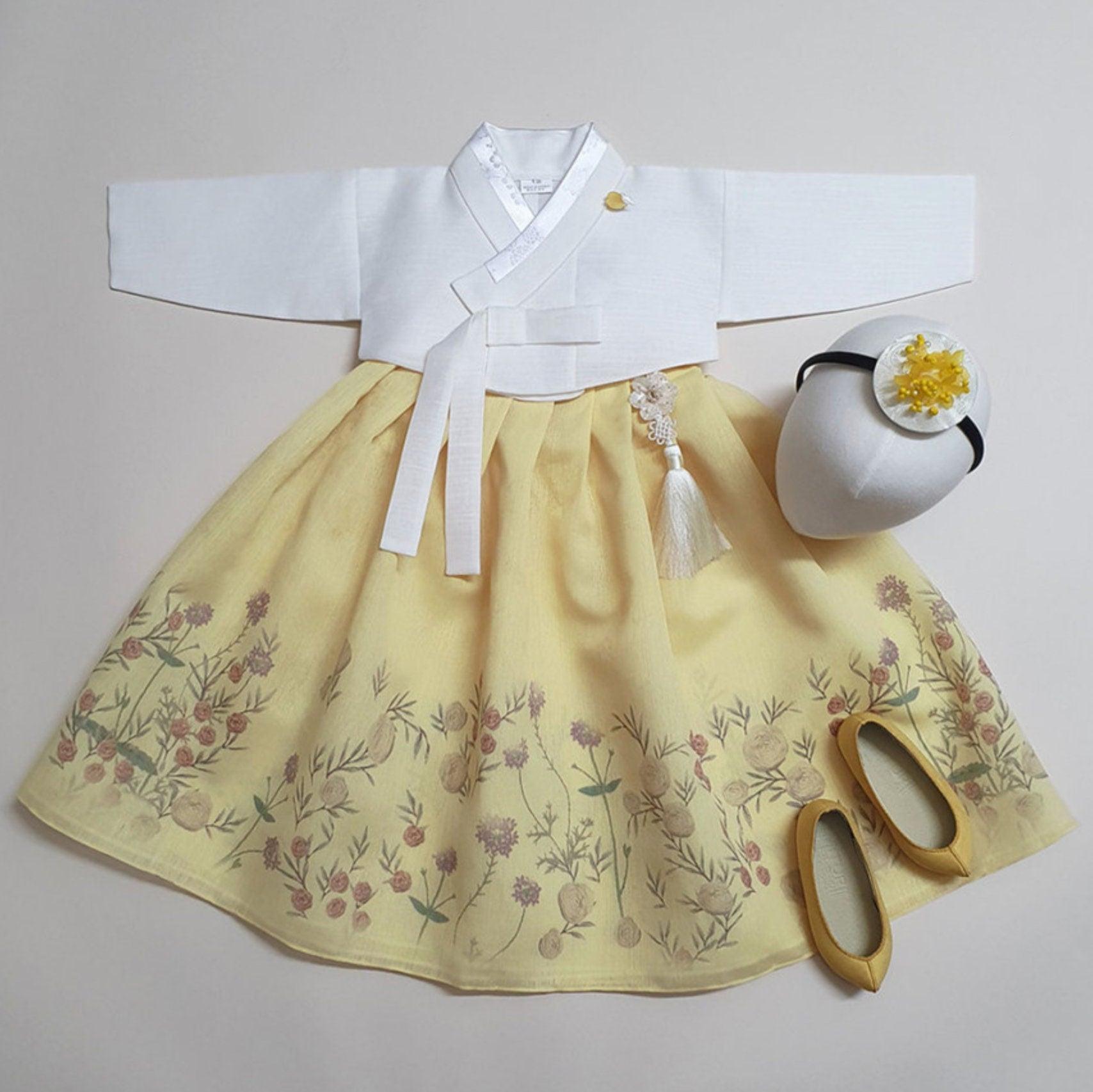 Rahee Yellow Skirt Girl Hanbok (100D-1YR) - Native Korean