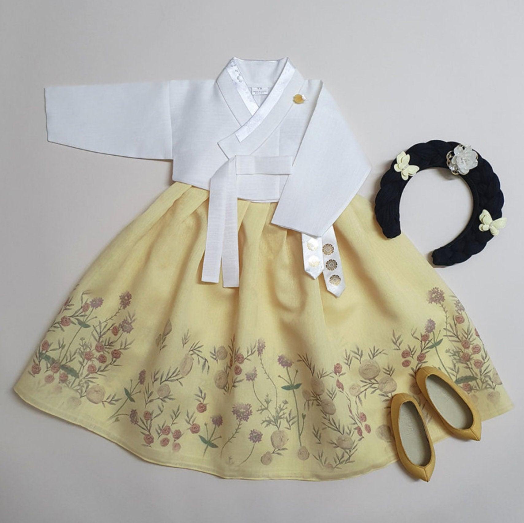 Rahee Yellow Skirt Girl Hanbok (100D-1YR) - Native Korean