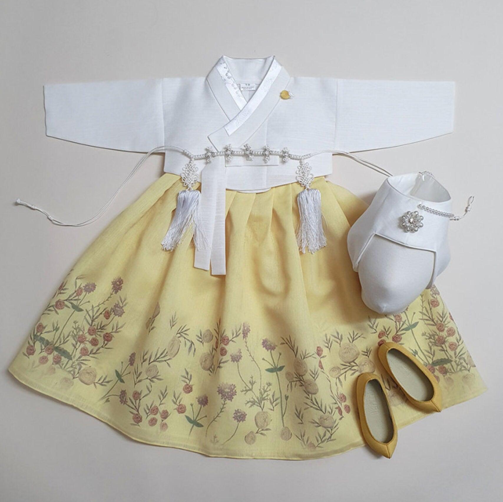 Rahee Yellow Skirt Girl Hanbok (100D-1YR) - Native Korean