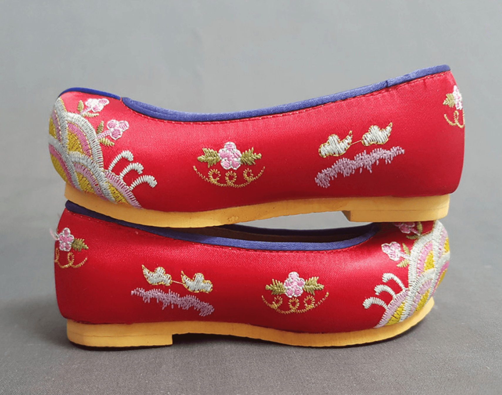 Red Floral Girl Hanbok Shoes (130~220mm) - Native Korean