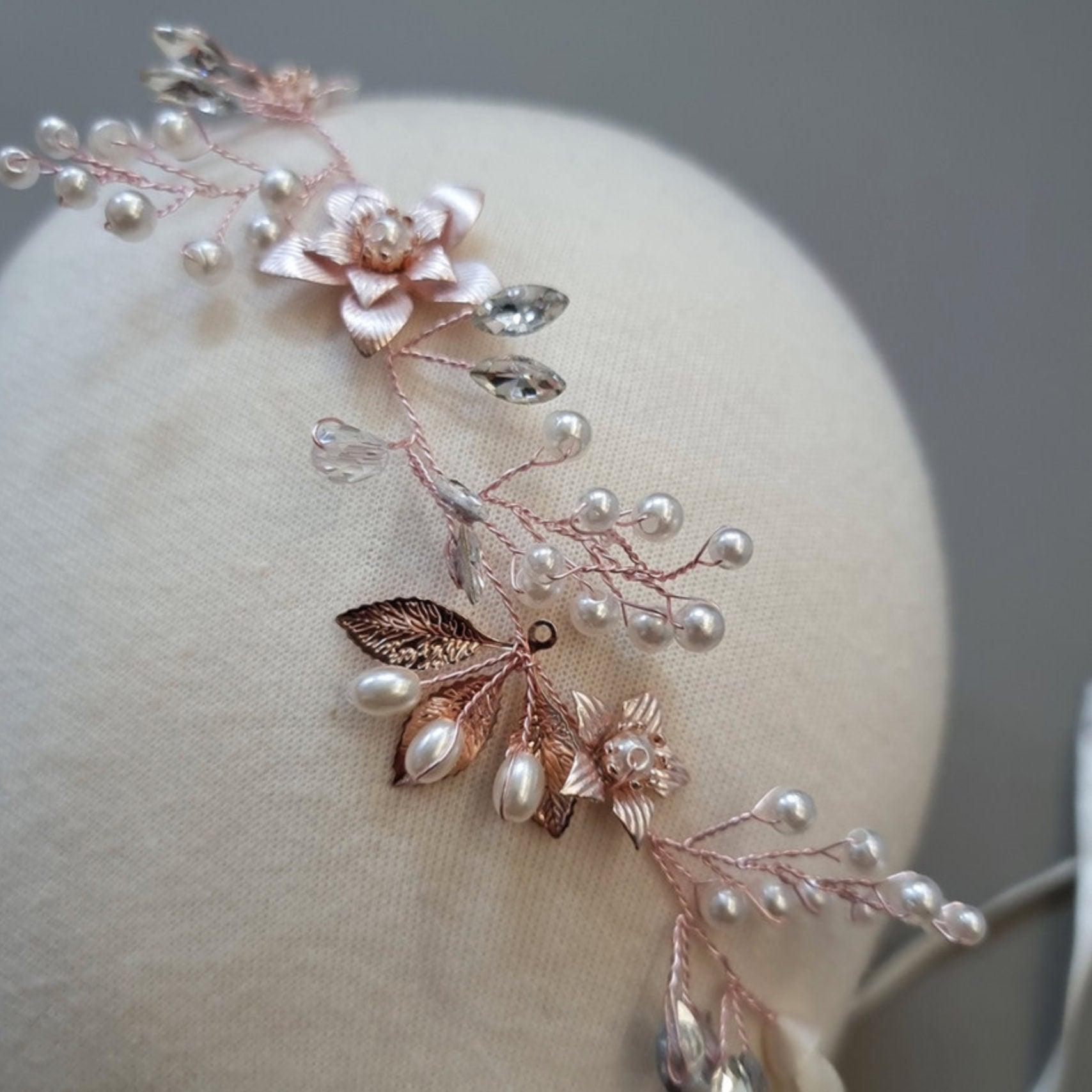 Rose Gold Beads Wreath Headband - Native Korean