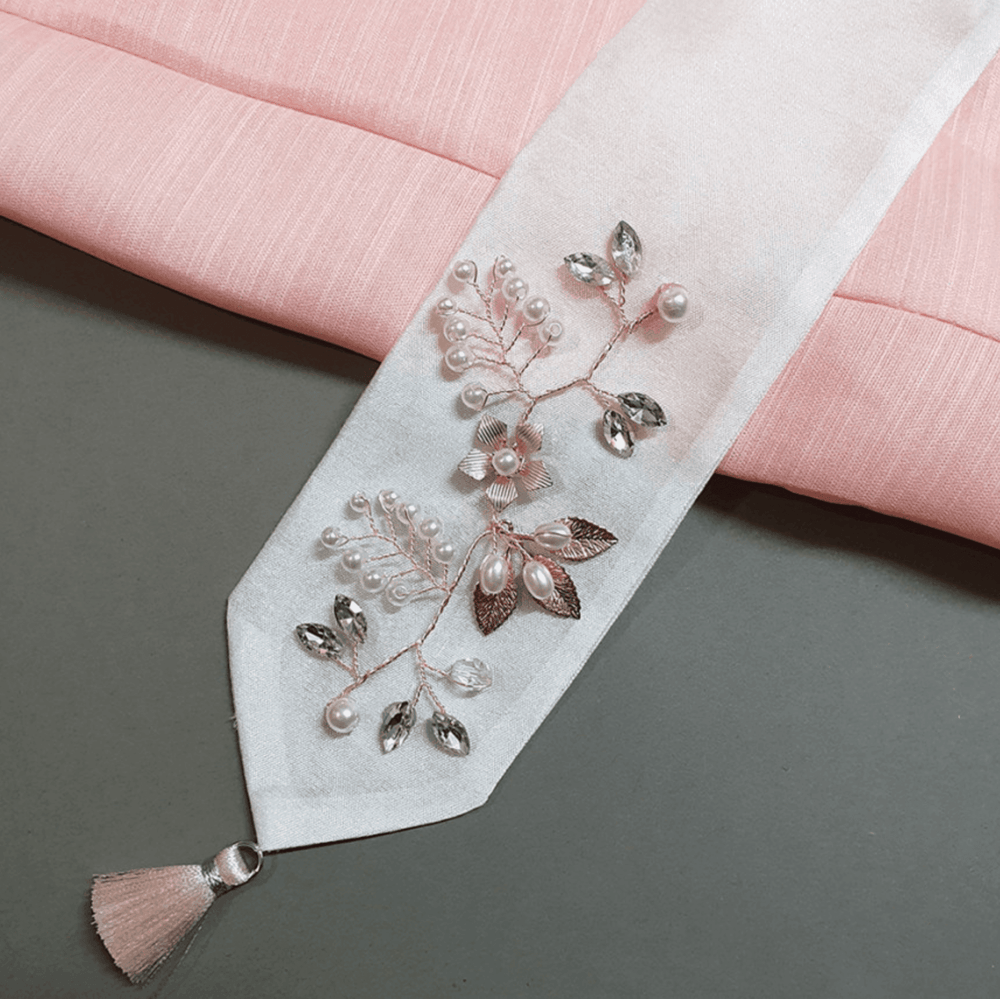 Rose Gold Flower Ribbon, 향대 for Baby Hanbok | Kids Hanbok Accessory