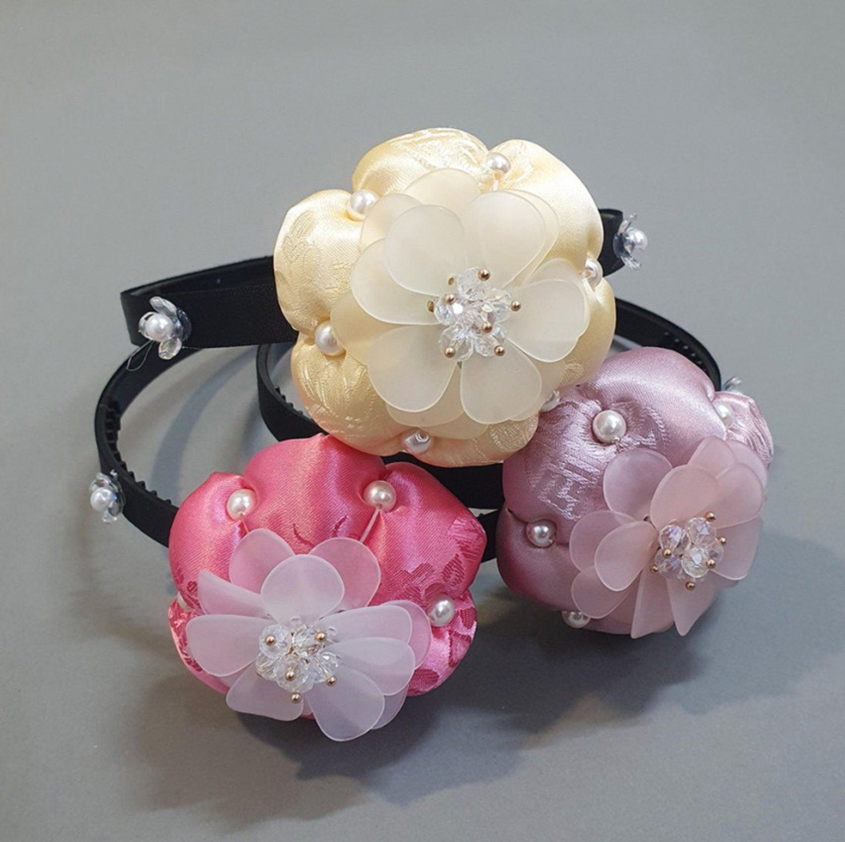 Satin Floral Pumpkin Headband - Native Korean