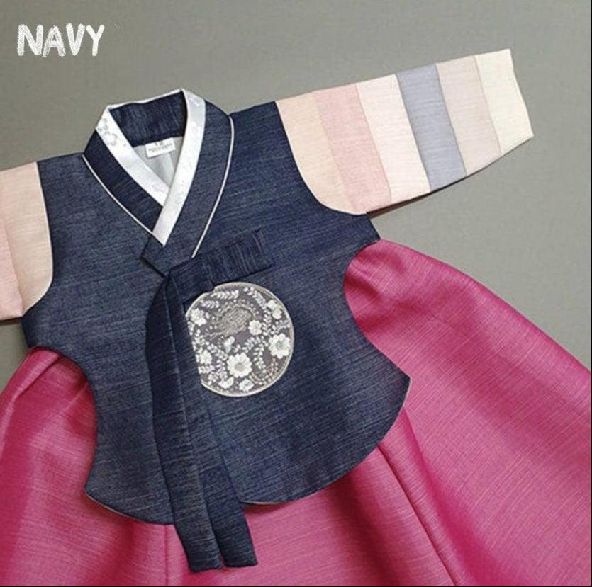 [Size 100] Yejin Seekdong Navy Dangui Magenta Skirt Hanbok - Native Korean