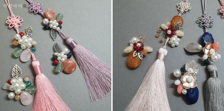Stone Flower Button Brooch - Native Korean
