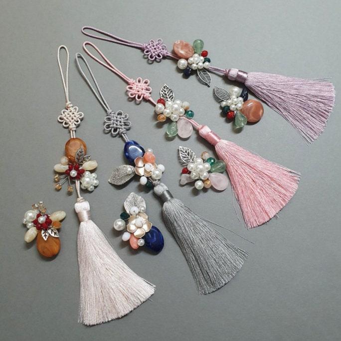 Stone Flower Button Brooch - Native Korean