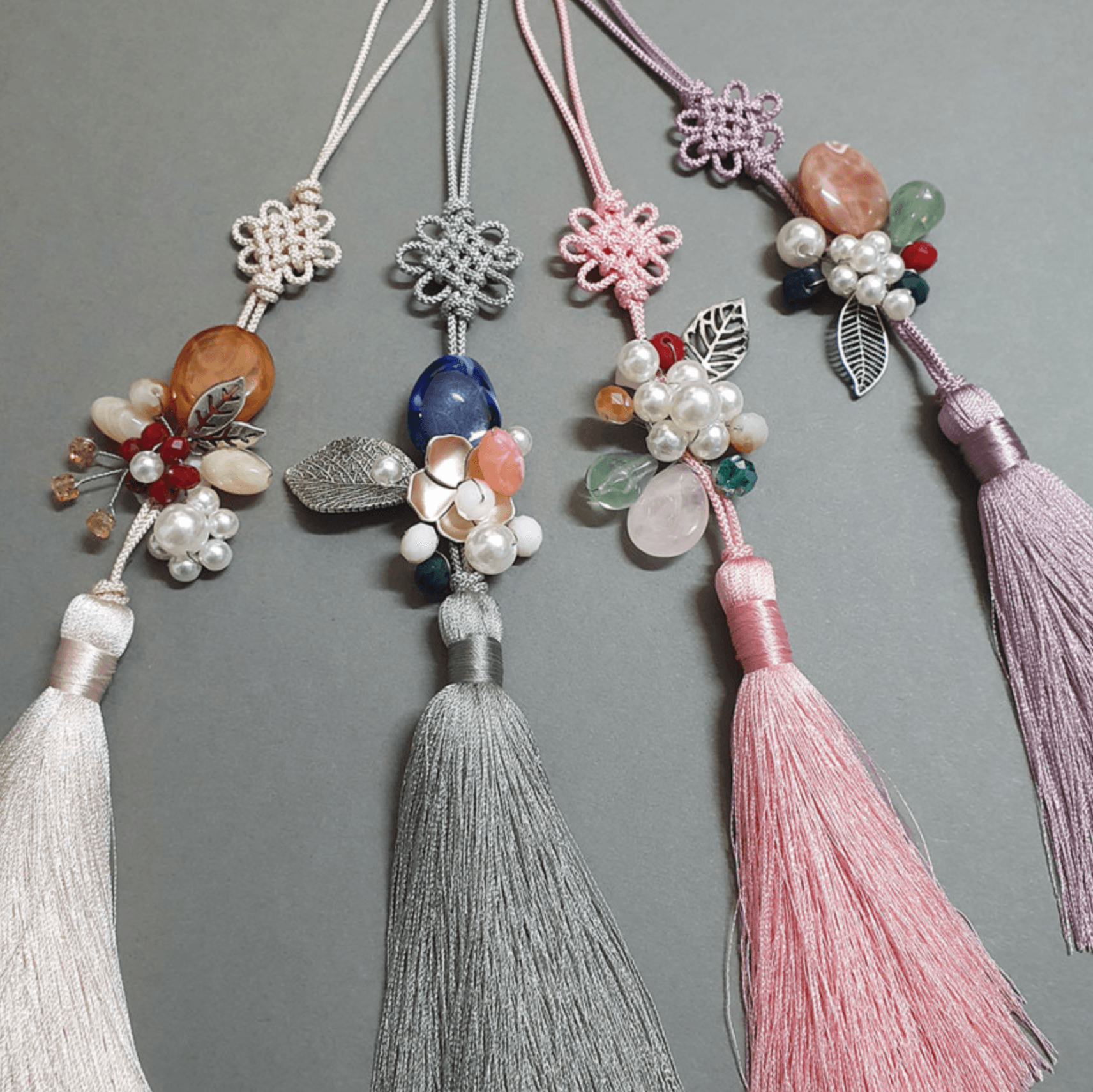 Stone Pearl Flower Tassel Norigae - Native Korean