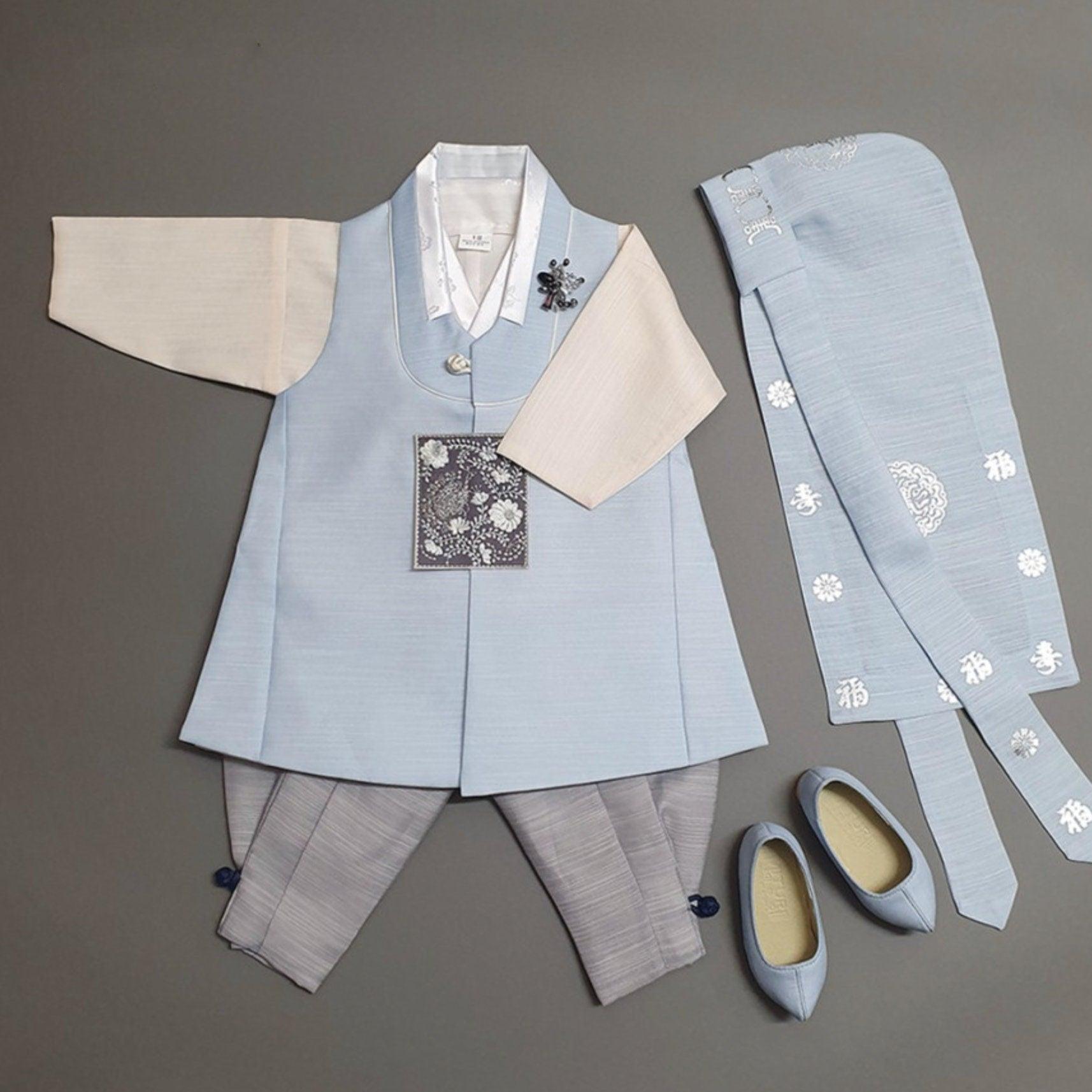 Sungjin Sky Solid Boy Hanbok (100D-10YR) - Native Korean