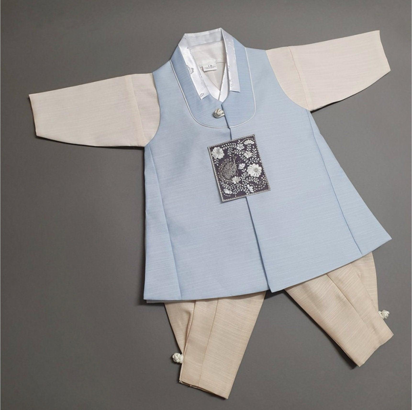 Sungjin Sky Solid Boy Hanbok (100D-10YR) - Native Korean