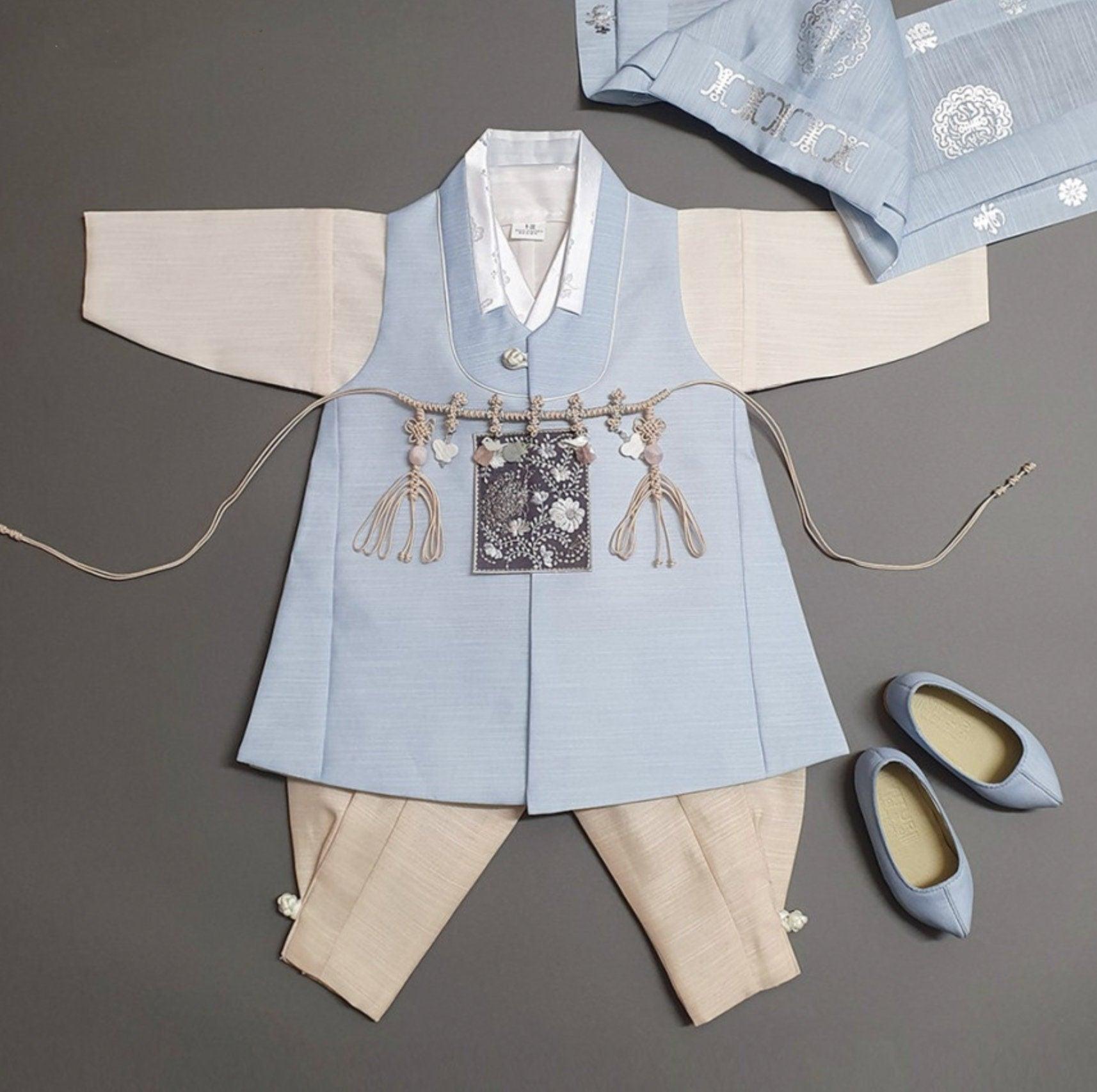 Sungjin Sky Solid Boy Hanbok (100D-10YR) - Native Korean