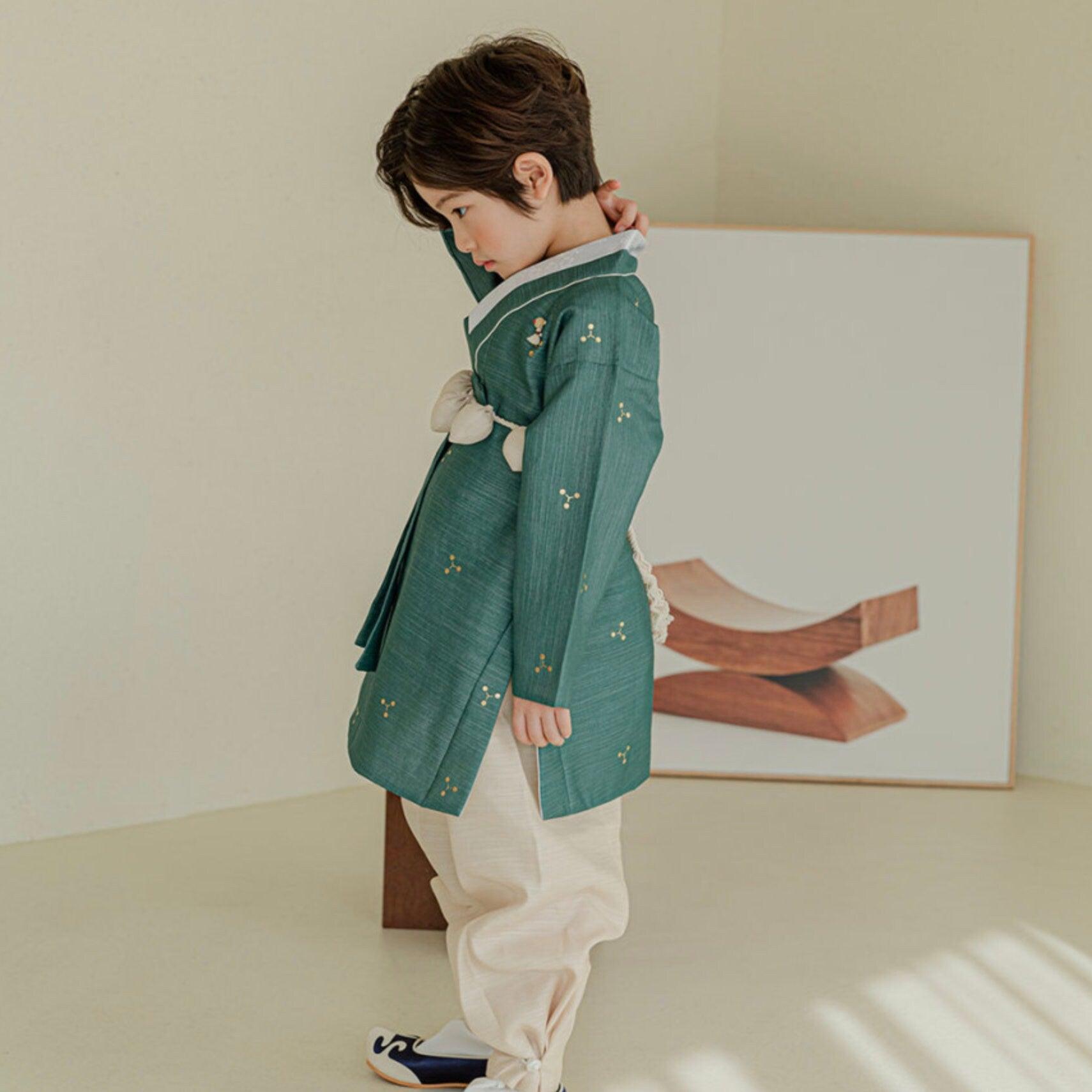 Sungjoon Gold Foil Green Boy Hanbok (100D-10YR) - Native Korean