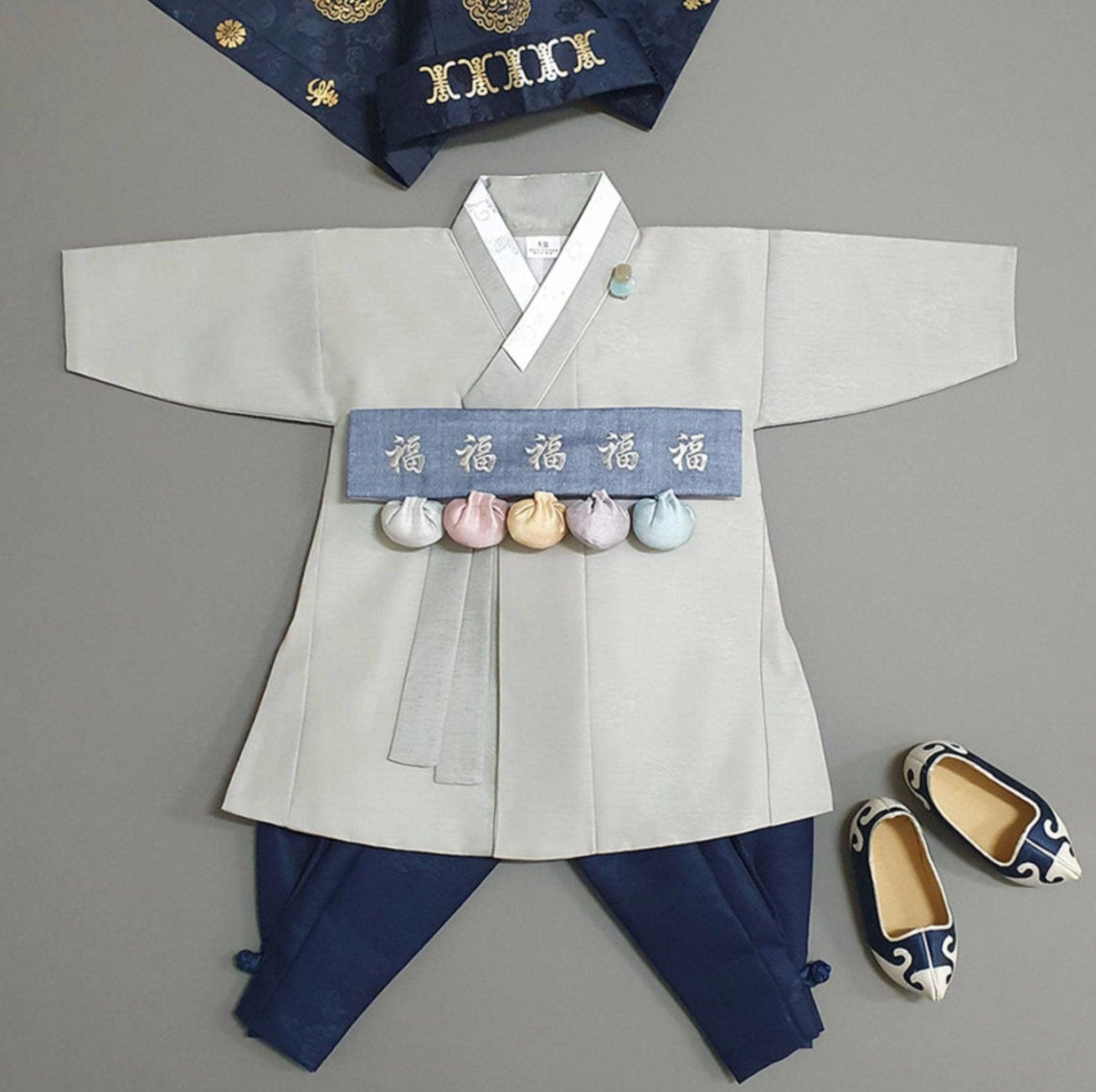Sungjoon L.Khaki Navy Boy Hanbok (100D-10YR) - Native Korean