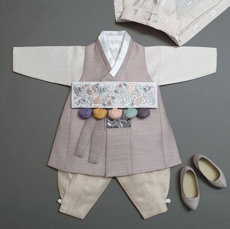 Sungju Beige Solid Boy Hanbok (100D-1YR) - Native Korean