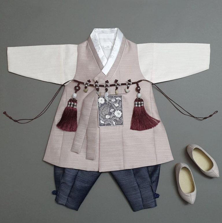 Sungju Beige Solid Boy Hanbok (100D-1YR) - Native Korean