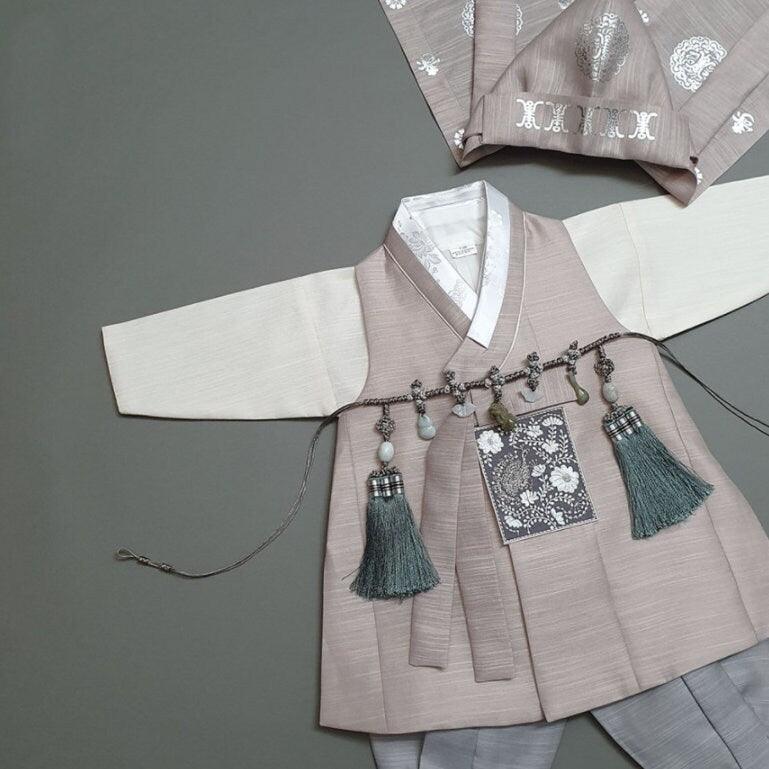 Sungju Beige Solid Boy Hanbok (100D-1YR) - Native Korean