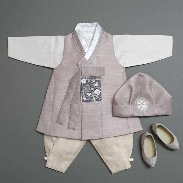 Sungju Beige Solid Boy Hanbok (100D-1YR) - Native Korean