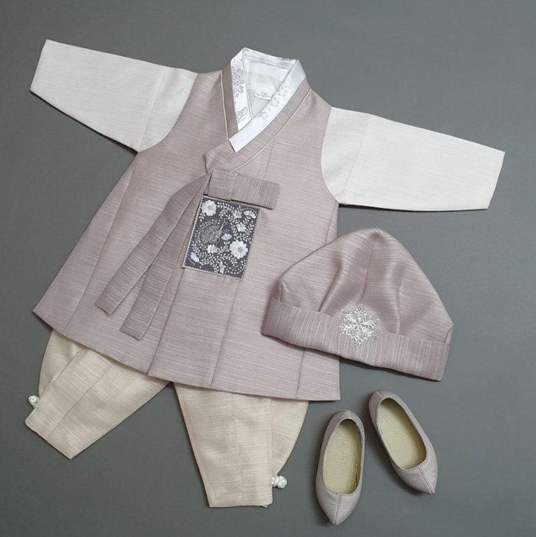 Sungju Beige Solid Boy Hanbok (100D-1YR) - Native Korean