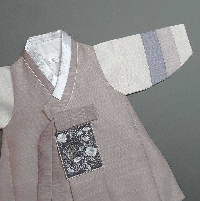 Sungju Beige Stripe Boy Hanbok (100D-1YR) - Native Korean