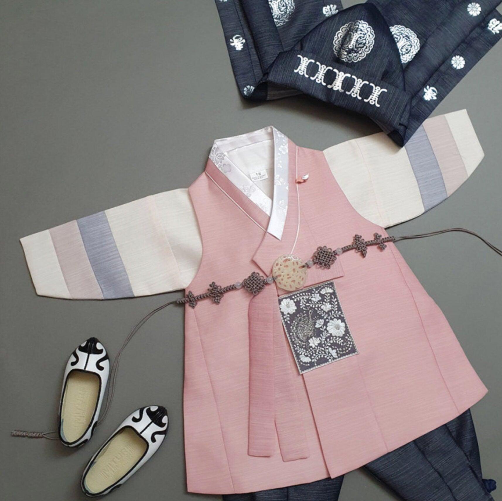 Sungju Coral Stripe Boy Hanbok (100D-10YR) - Native Korean