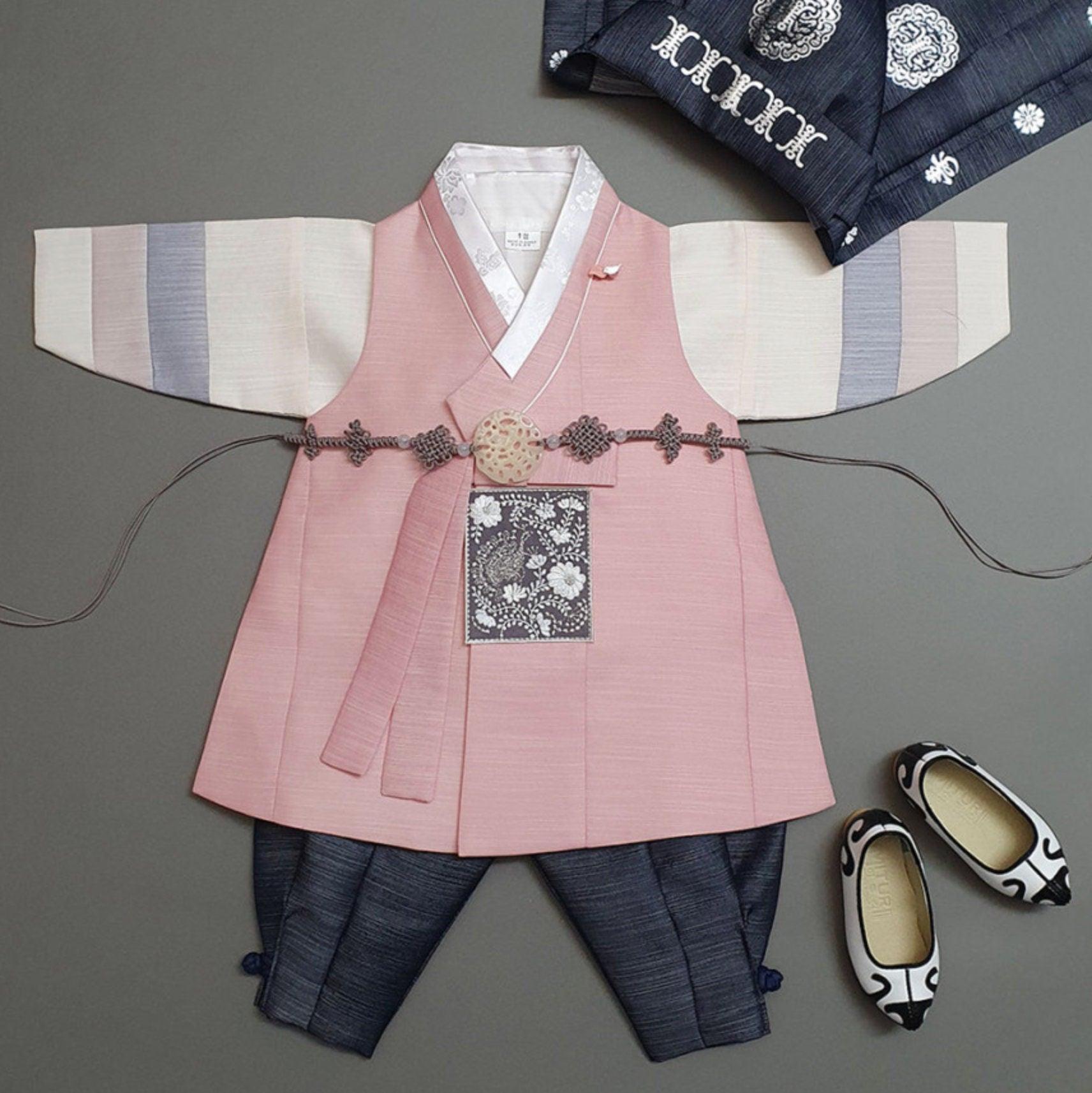 Sungju Coral Stripe Boy Hanbok (100D-10YR) - Native Korean