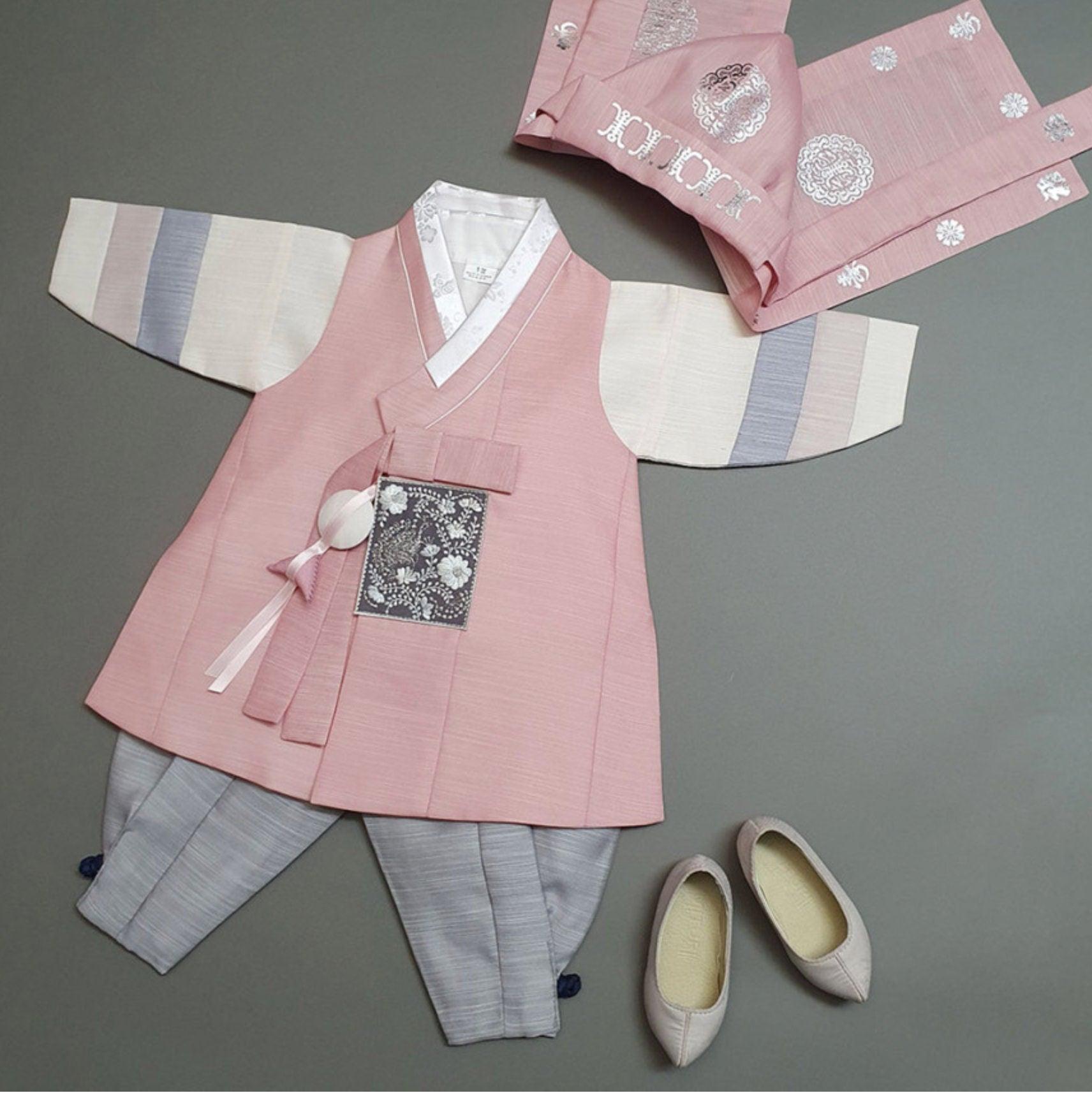 Sungju Coral Stripe Boy Hanbok (100D-10YR) - Native Korean